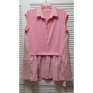 Pink Sleeveless Polo Dress Cotton Active Golf Tennis FISOEW Womens XL light